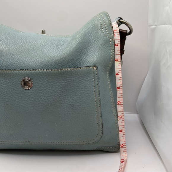 Coach Pebbled Leather Blue Hobo Shoulder Bag Turnlock - Picture 16 of 16